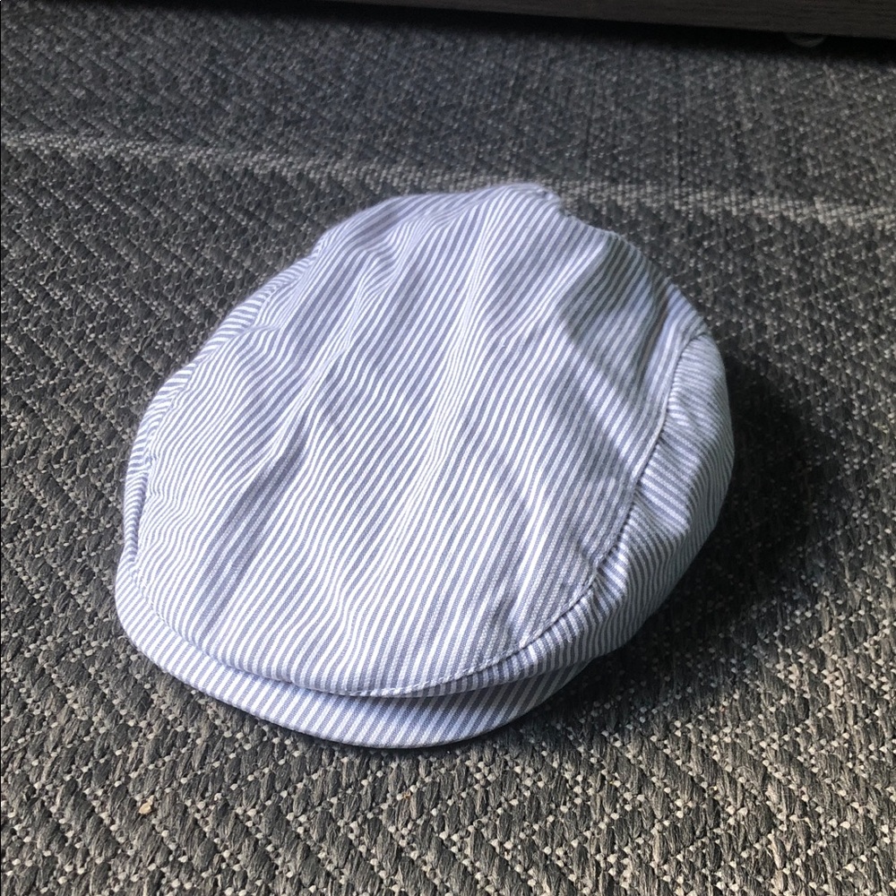 1/3 years Blue and White Striped Cotton Flat Cap